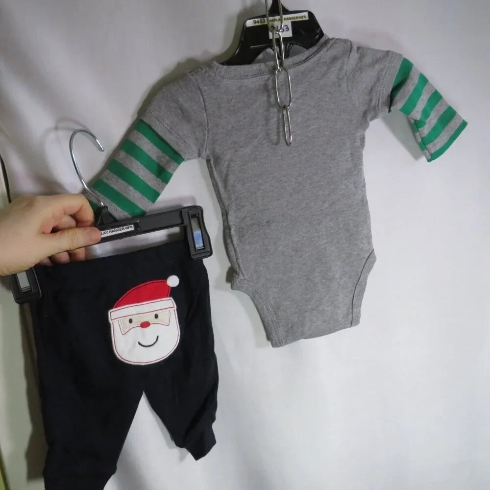 Baby Santa heather gray outfit 2pc bodysuit and pants